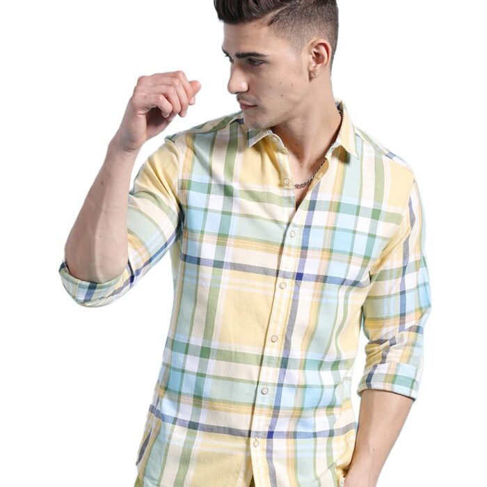 The Indian Garage Co Men's Slim Fit Shirt (0823-SHCHYD-02-01_Yellow