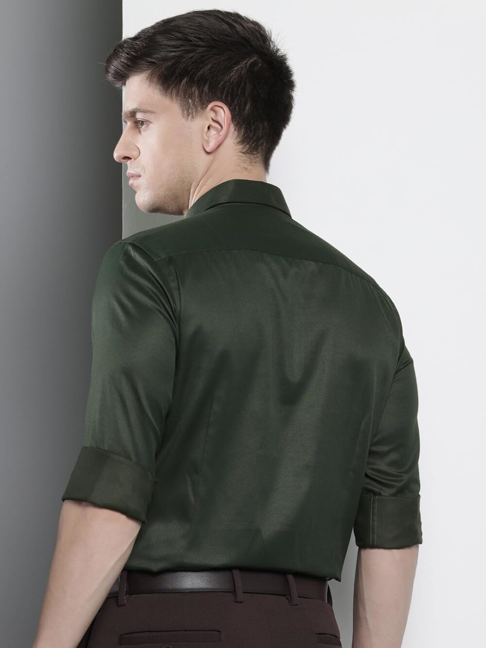The Indian Garage Co Men's Slim Fit Shirt (0123-SHTWFR-02-04_Olive M) - Image 4