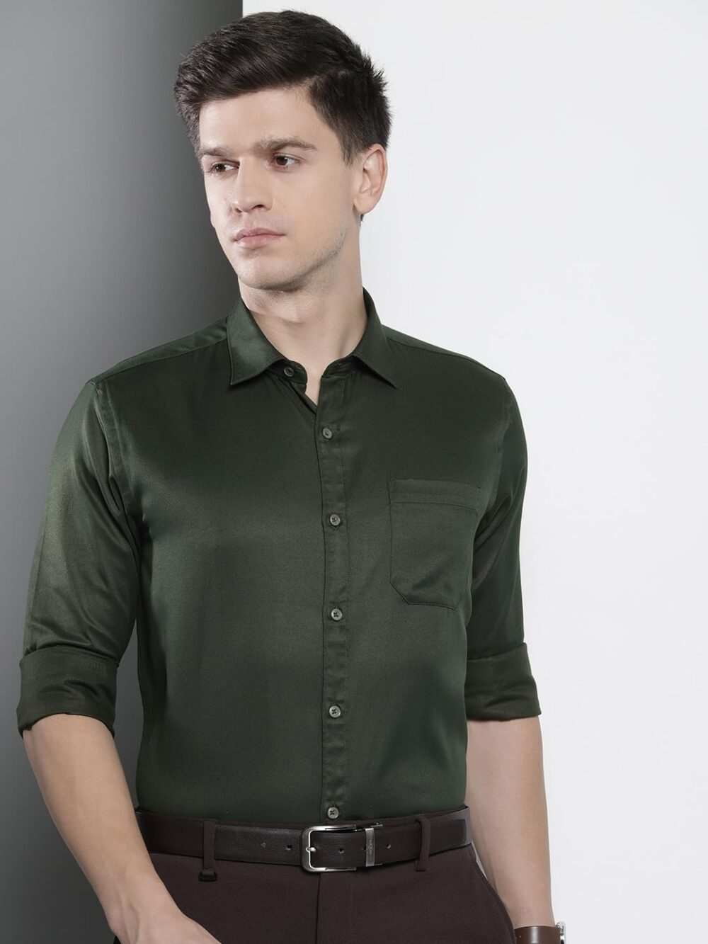 The Indian Garage Co Men's Slim Fit Shirt (0123-SHTWFR-02-04_Olive M) - Image 7