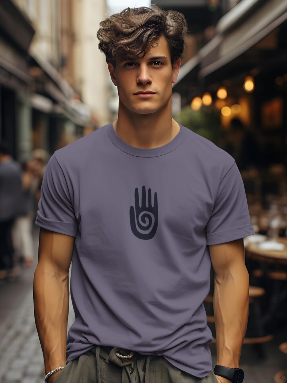 BULLMER Trendy Printed Cotton Blend Crew Neck/Round Neck Half Sleeve Regular Fit Tshirt for Men - Pack of 3_Purple / Black/Brick_Large - Image 6