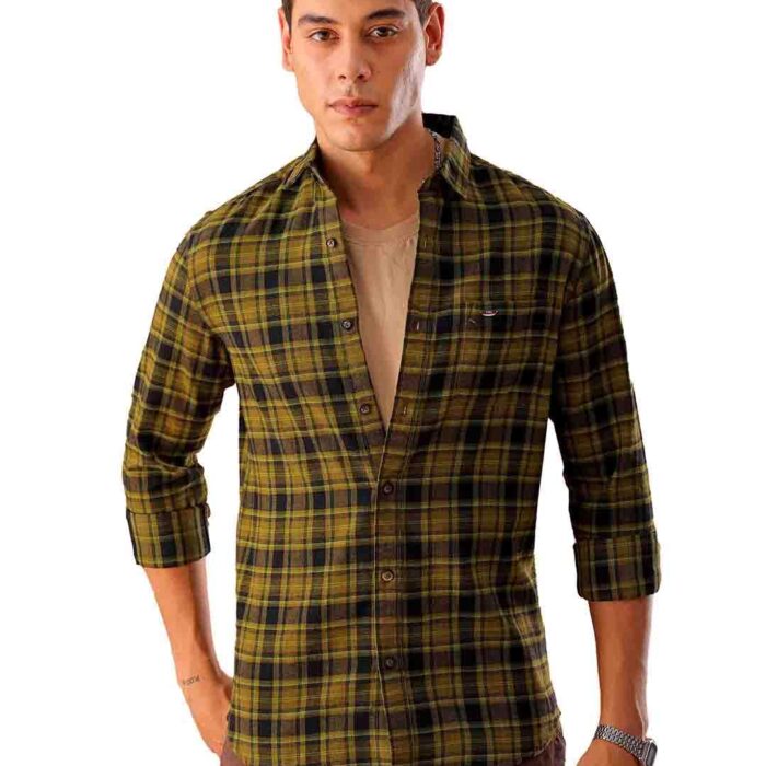The Indian Garage Co Men's Slim Fit Shirt (1223-SHBCYD-07-02_Green