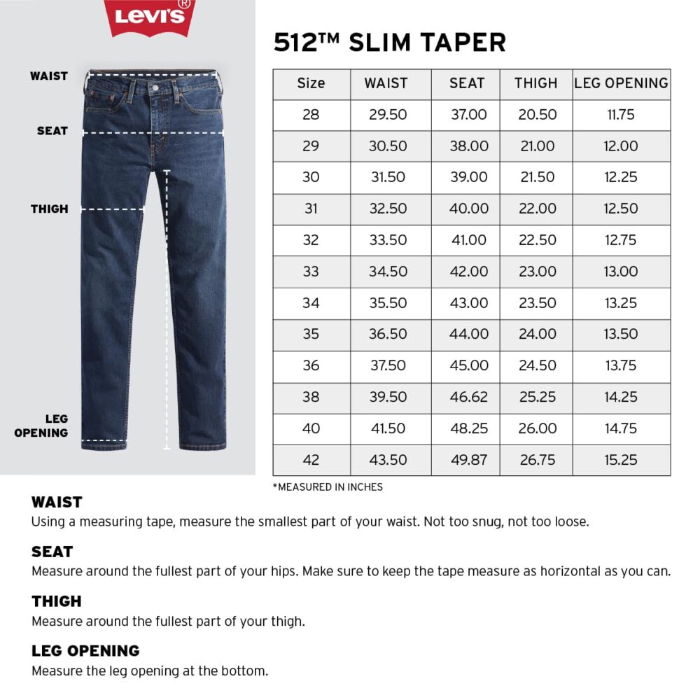 Levi's Men's 512 Slim Tapered Fit Mid-Rise Mid Rise Jeans Blue, 32 - Image 2
