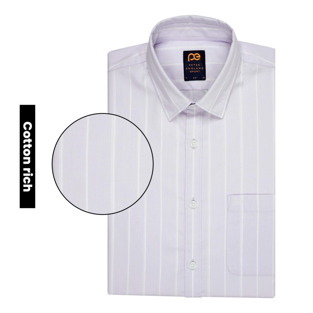 Peter England Men Cotton Blend Striped Slim Fit Shirt (PCSFSSLPM24461_Grey, 40 - Image 7