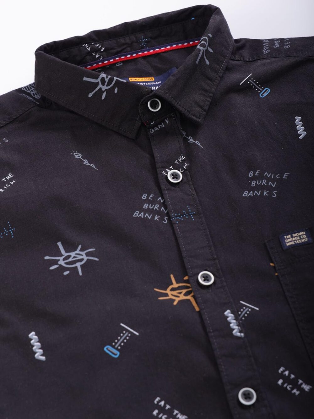 The Indian Garage Co Men's Slim Fit Shirt (0122-SH156-12_Black M) - Image 2