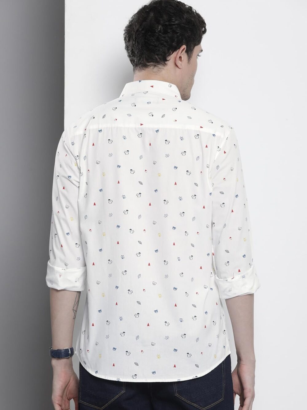 The Indian Garage Co Men's Opaque Printed Slim Fit Shirt (0123-SHPPRP-16-01_White 2XL) - Image 4