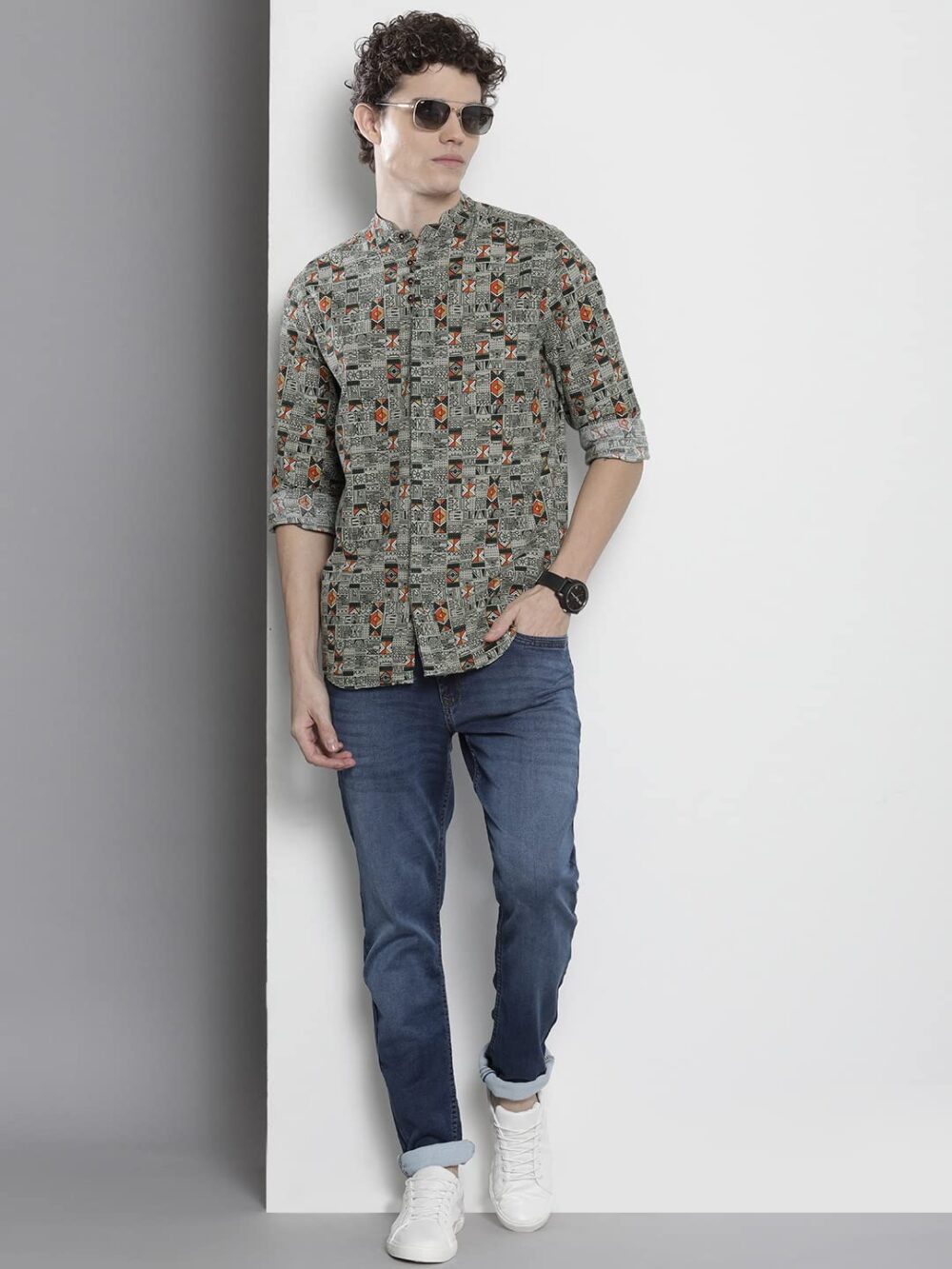 The Indian Garage Co Men's Slim Fit Shirt (0422-SHIN224-01_Green S) - Image 2