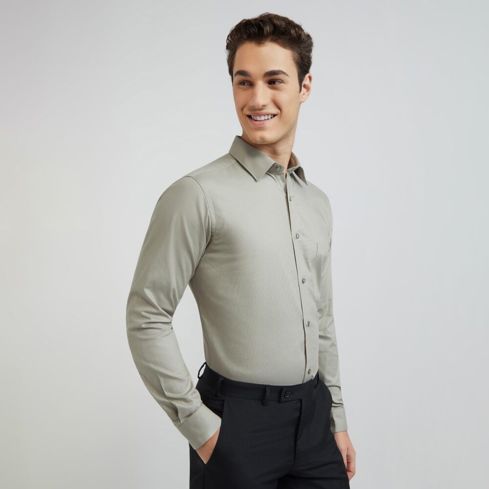 RAYMOND Men's Slim Shirt (RMSX12138-G3_Grey - Image 7