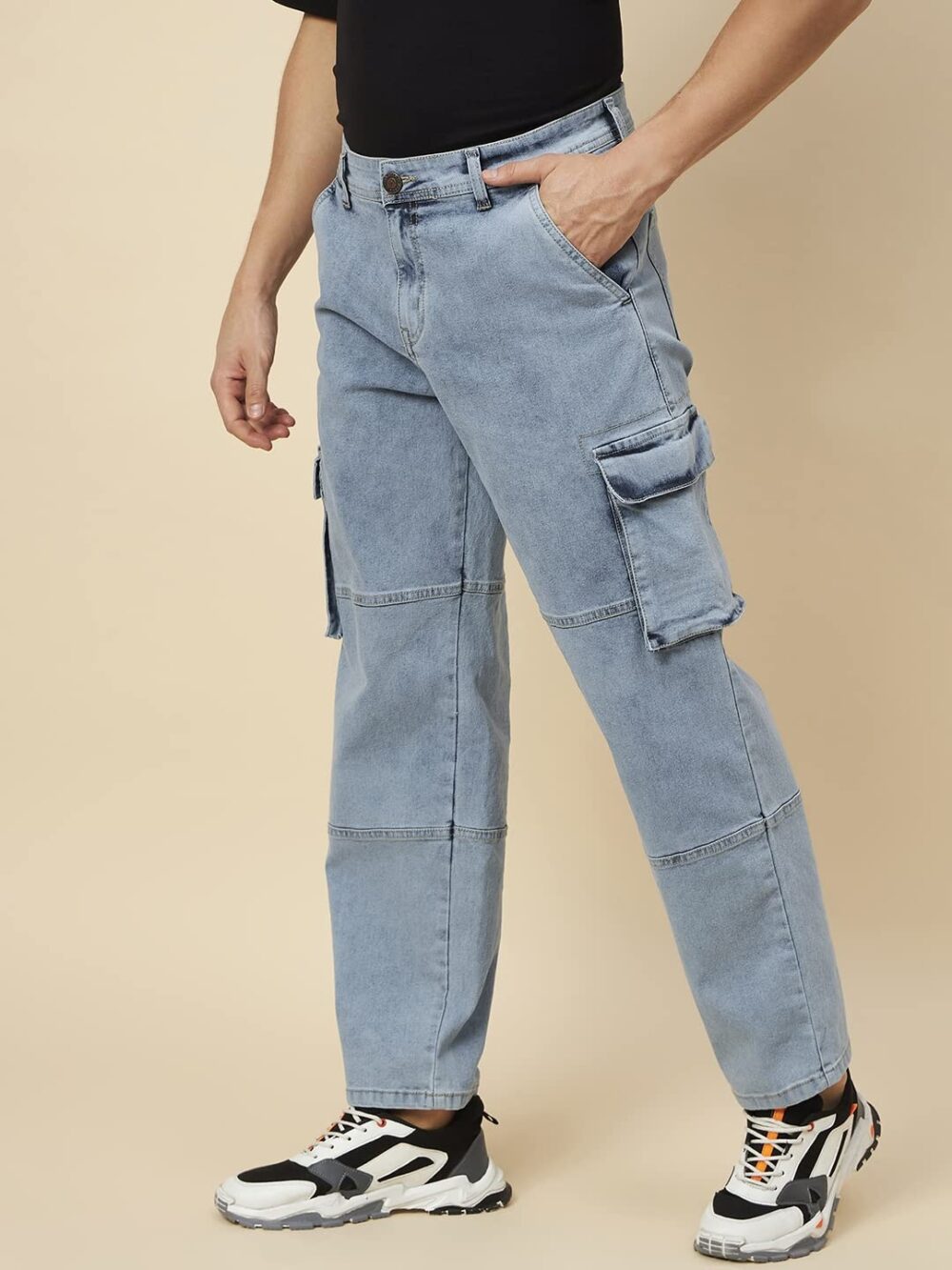 HIGH STAR Men's Relaxed Fit Stretchable Jeans (HSMJNS23012_4_32_Blue - Image 5