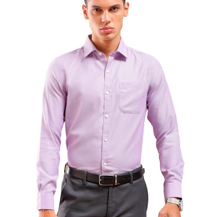 The Indian Garage Co Men Slim Fit Solid Formal Shirt (Purple_S)