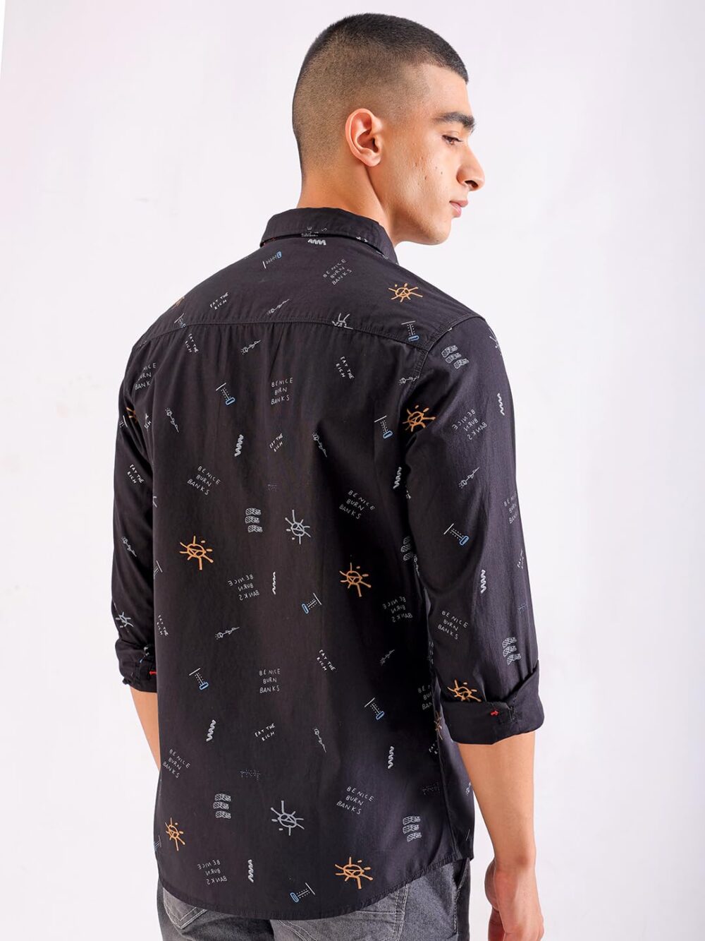 The Indian Garage Co Men's Slim Fit Shirt (0122-SH156-12_Black M) - Image 7