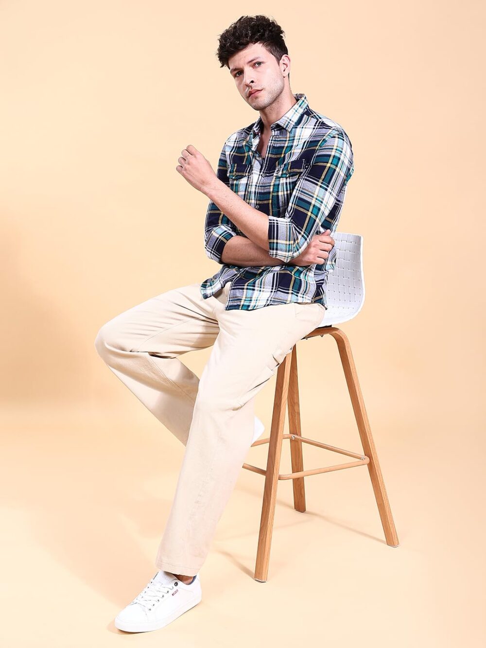 The Indian Garage Co Men's Checkered Regular Fit Shirt (0123-SHYDCH-41-02_Green M) - Image 4