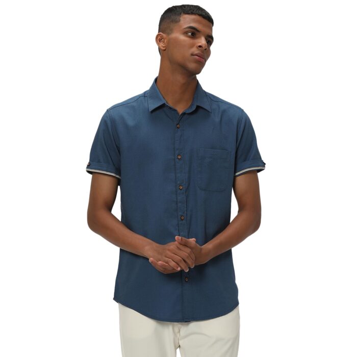 MUFTI Mens Blue Slim Fit Shirts
