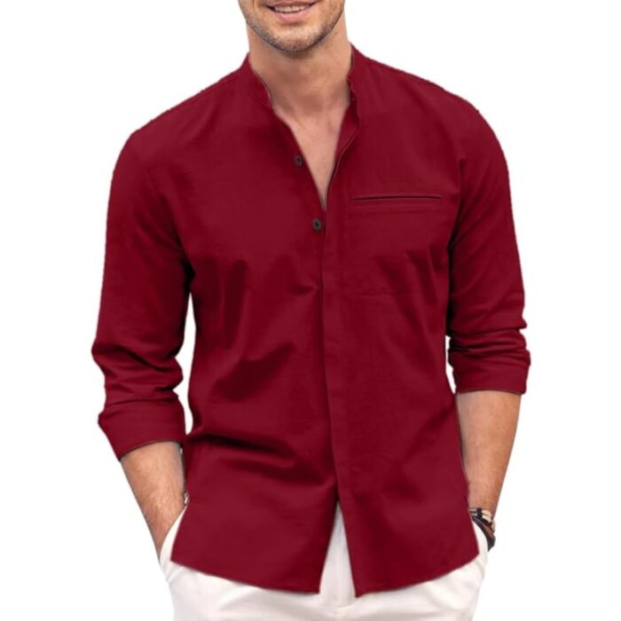 Bellstone Men's Solid Regular Fit Shirt (200_Maroon_XL