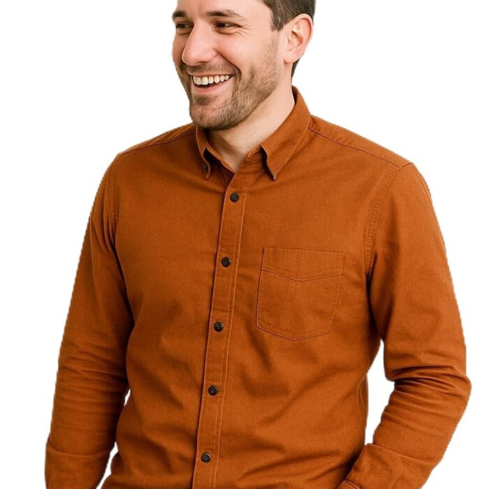 Men’s Casual & Formal Full Sleeve Shirt | Slim Fit Cotton Blend | Stylish Solid Button-Down with Pocket | Office, Party Men’s Solid Full Sleeve (in, Alpha, M, Regular) Rust Brown