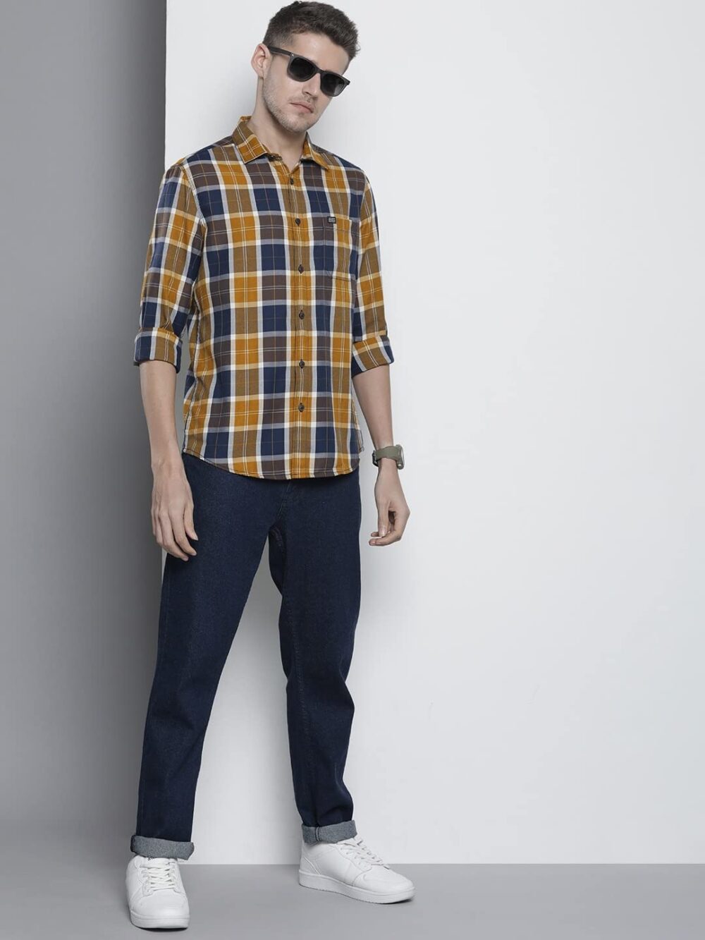 The Indian Garage Co Men's Slim Fit Shirt (0123-SHYDCH-02-03_Navy S) - Image 2