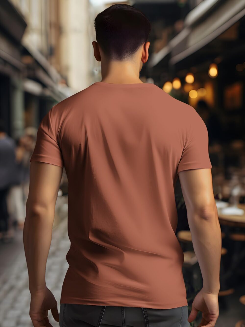 BULLMER Trendy Printed Cotton Blend Crew Neck/Round Neck Half Sleeve Regular Fit Tshirt for Men - Pack of 3_Purple / Black/Brick_Large - Image 4