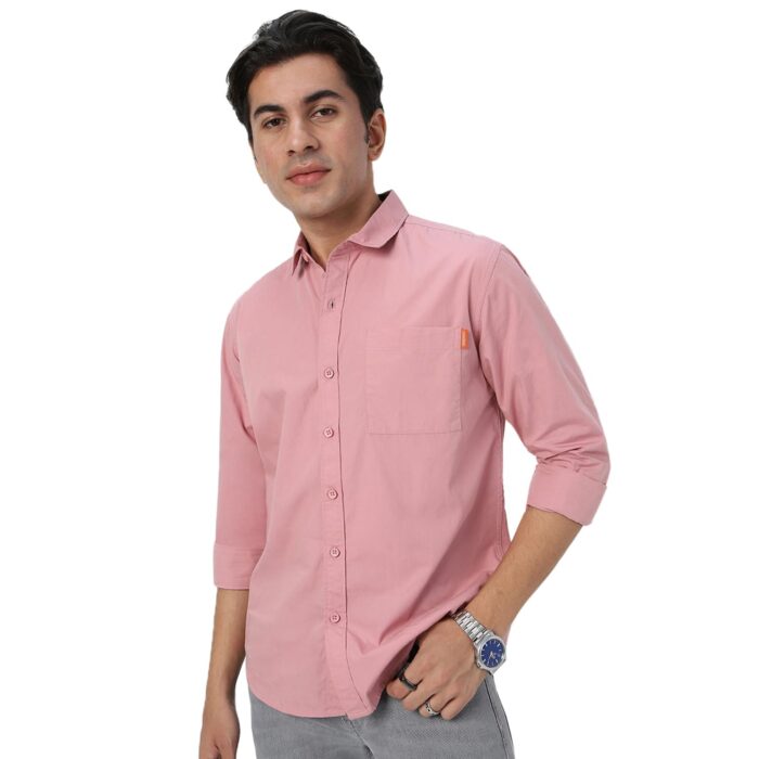 Urbano Fashion Men's Pink Cotton Full Sleeve Regular Fit Casual Solid Shirt (shirtsolreg-01-pink-m)