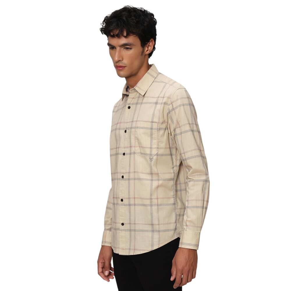 MUFTI Mens Khaki Slim Fit Shirt - Image 4