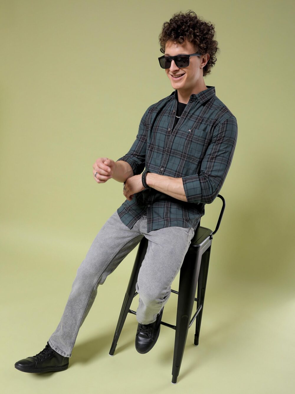 The Indian Garage Co Men's Slim Fit Shirt (0923-SHCHYD-17-01_Green - Image 5
