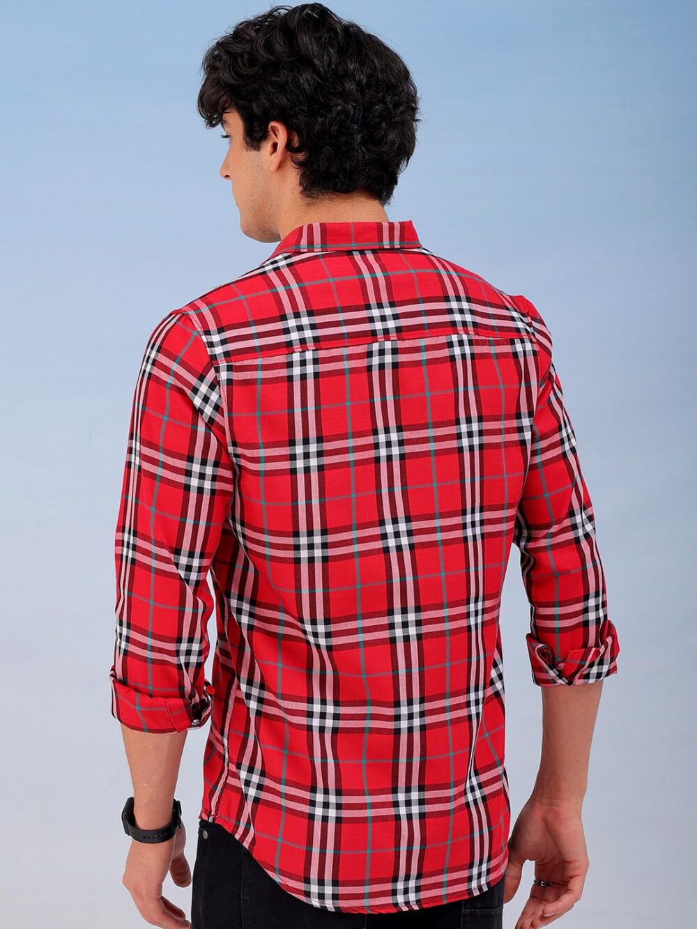 The Indian Garage Co Men's Cotton Slim Fit Shirt (1223-SHCHYD-05-01-Red-L_Red, Large - Image 6
