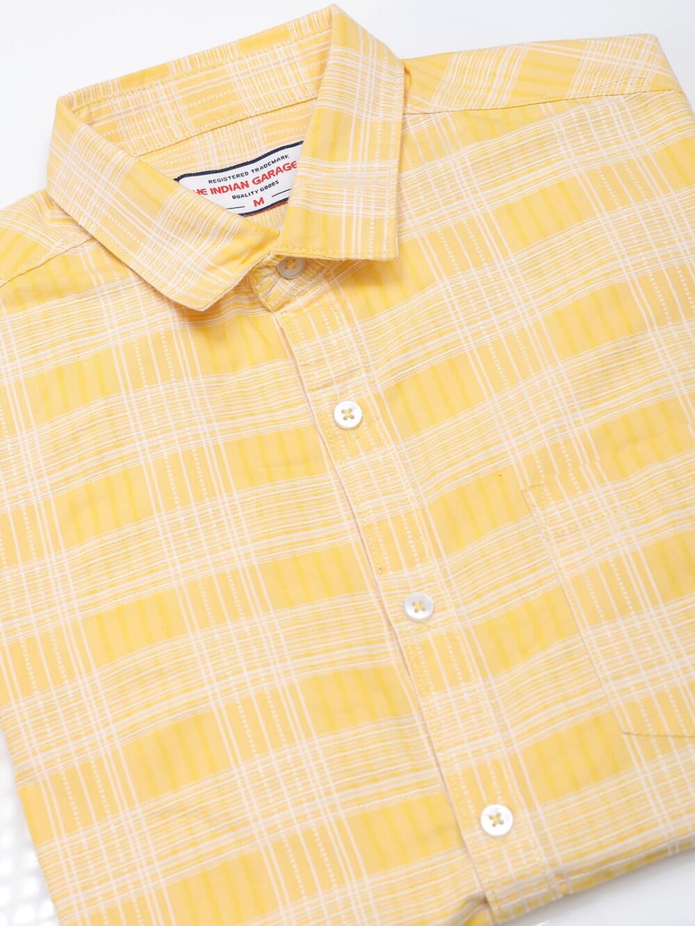 The Indian Garage Co Men Slim Fit Checked Casual Shirt (Yellow_S) - Image 2