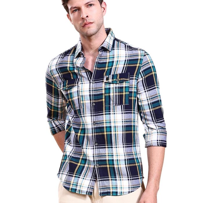 The Indian Garage Co Men's Checkered Regular Fit Shirt (0123-SHYDCH-41-02_Green M)