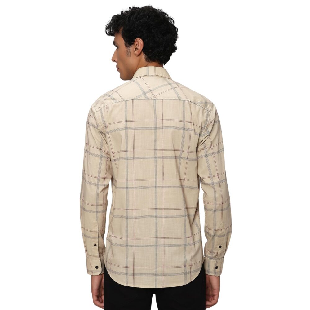 MUFTI Mens Khaki Slim Fit Shirt - Image 3