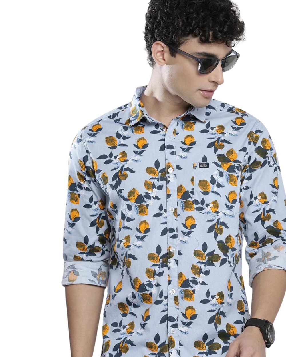 The Indian Garage Co Men's Slim Fit Shirt (0522-SH258-01_Lt.Blue S)