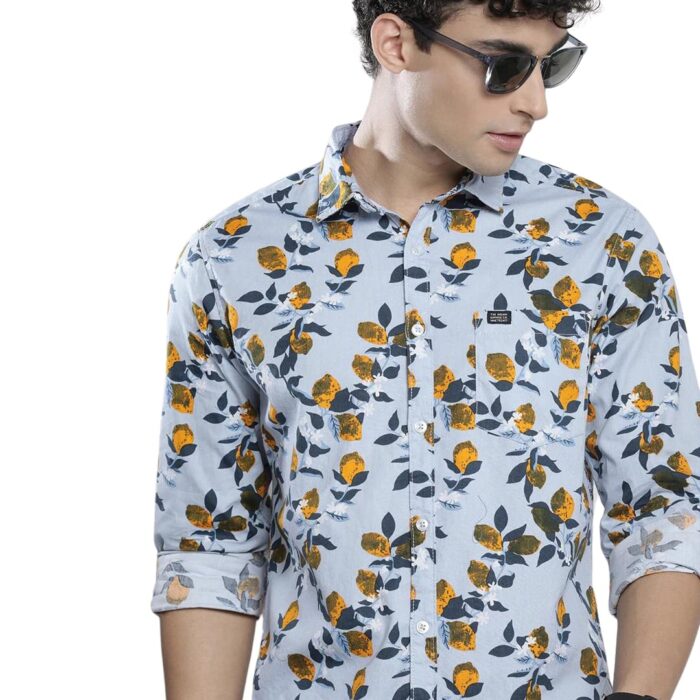 The Indian Garage Co Men's Slim Fit Shirt (0522-SH258-01_Lt.Blue S)