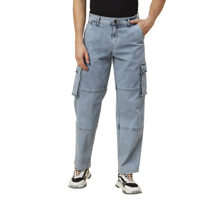 HIGH STAR Men's Relaxed Fit Stretchable Jeans (HSMJNS23012_4_32_Blue