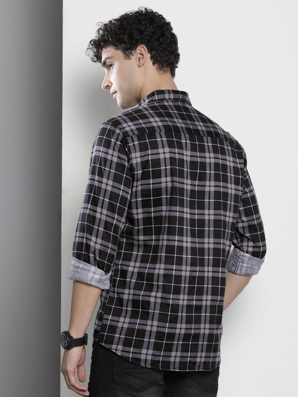 The Indian Garage Co Men's Slim Fit Shirt (0422-SH233-01_Black S) - Image 4