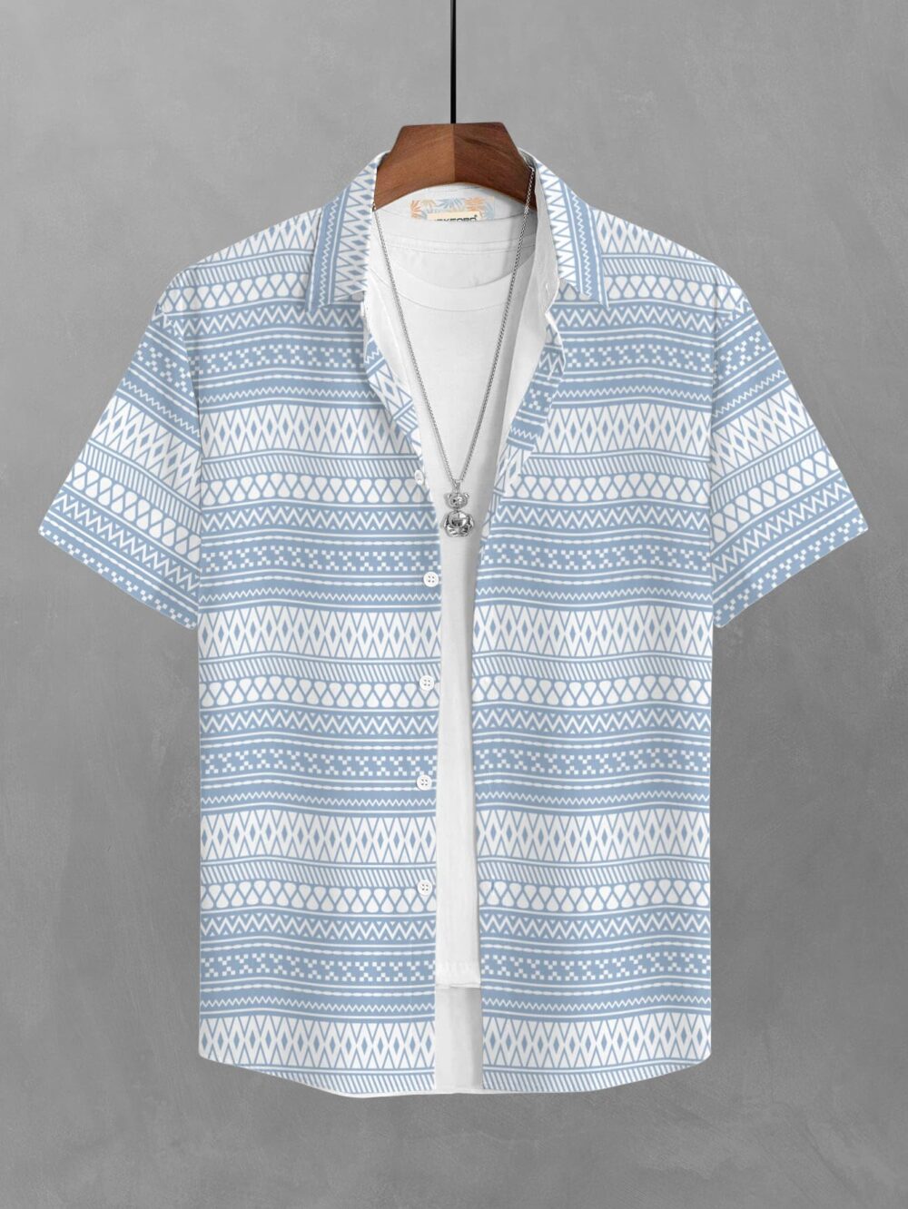 BULLMER Cotton Trendy Regular Fit Printed Causal Shirt For Men - Pack Of 1 Light Blue Large - Image 5