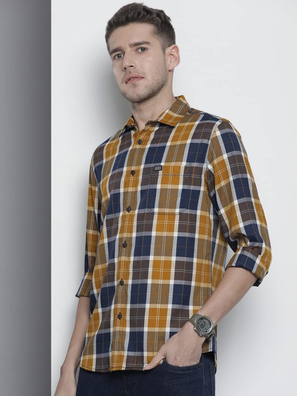 The Indian Garage Co Men's Slim Fit Shirt (0123-SHYDCH-02-03_Navy S) - Image 3
