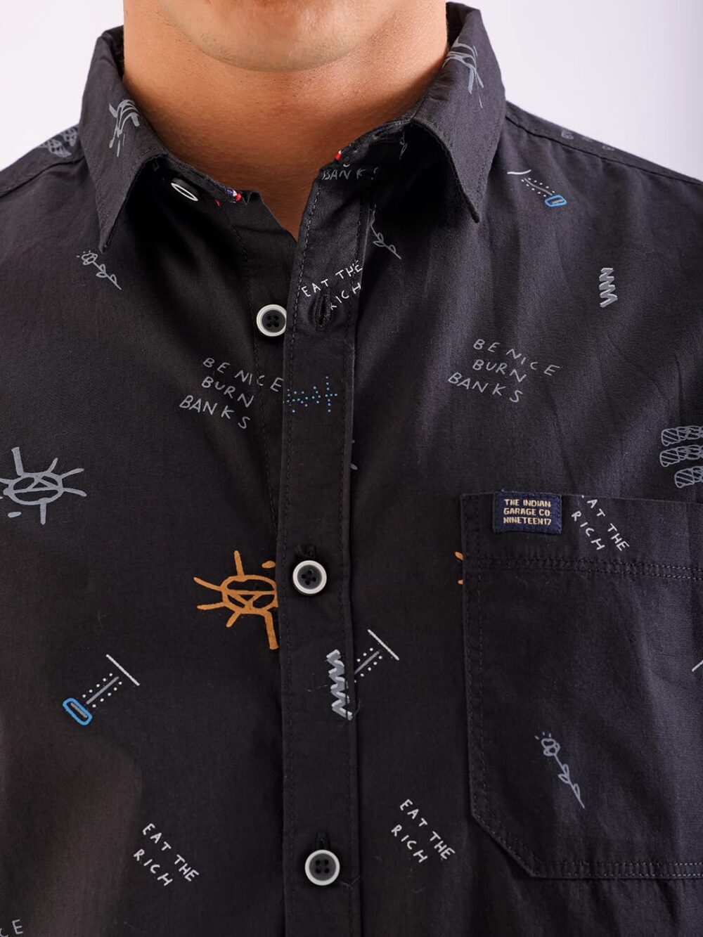 The Indian Garage Co Men's Slim Fit Shirt (0122-SH156-12_Black M) - Image 5