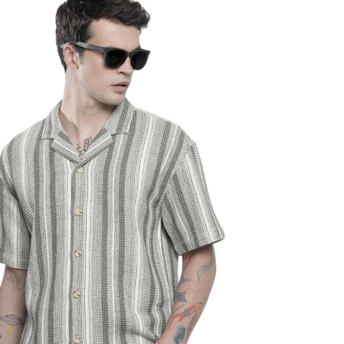 The Indian Garage Co Polyester Men's Relaxed Fit Shirt (0123-SHWFRS-03-01_Cream XL)