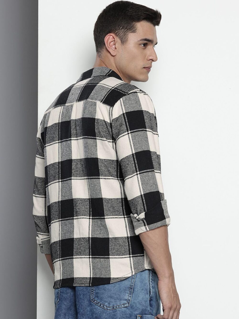 The Indian Garage Co Men's Checkered Regular Fit Shirt (0924-SHBRCH-02-02-Black-L_Black - Image 4