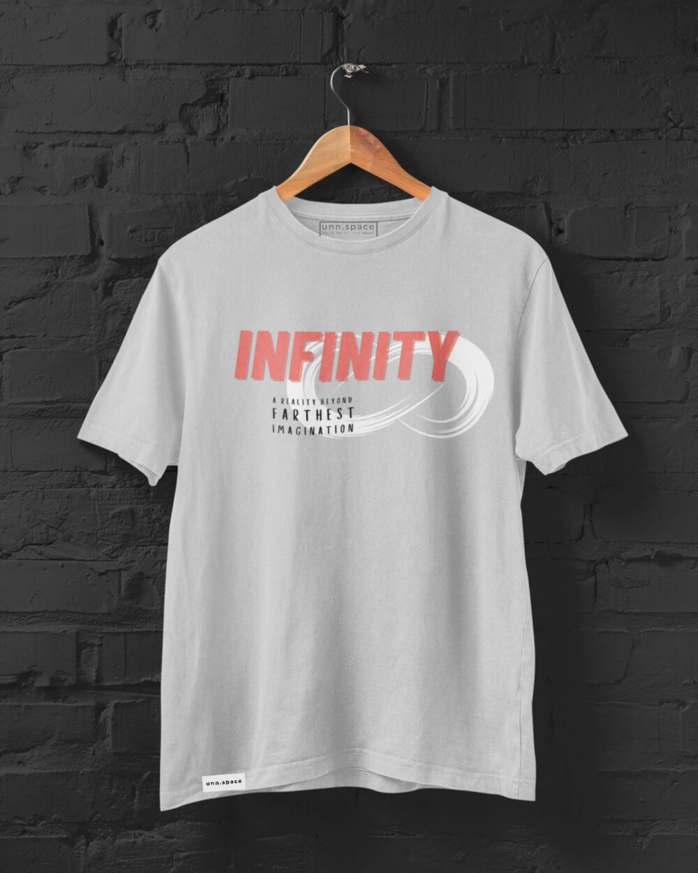unn.space - Infinity - Men's Premium Cotton T-Shirt| Combed Cotton, Comfort Fit, Crew Neck, Half Sleeves | Silver Grey - Image 6
