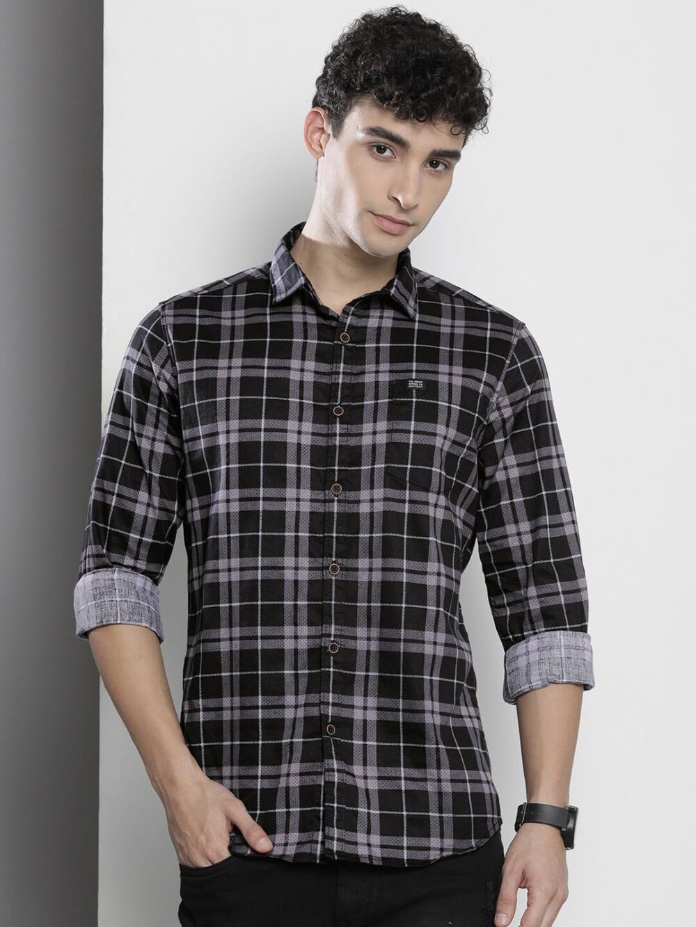 The Indian Garage Co Men's Slim Fit Shirt (0422-SH233-01_Black S) - Image 3