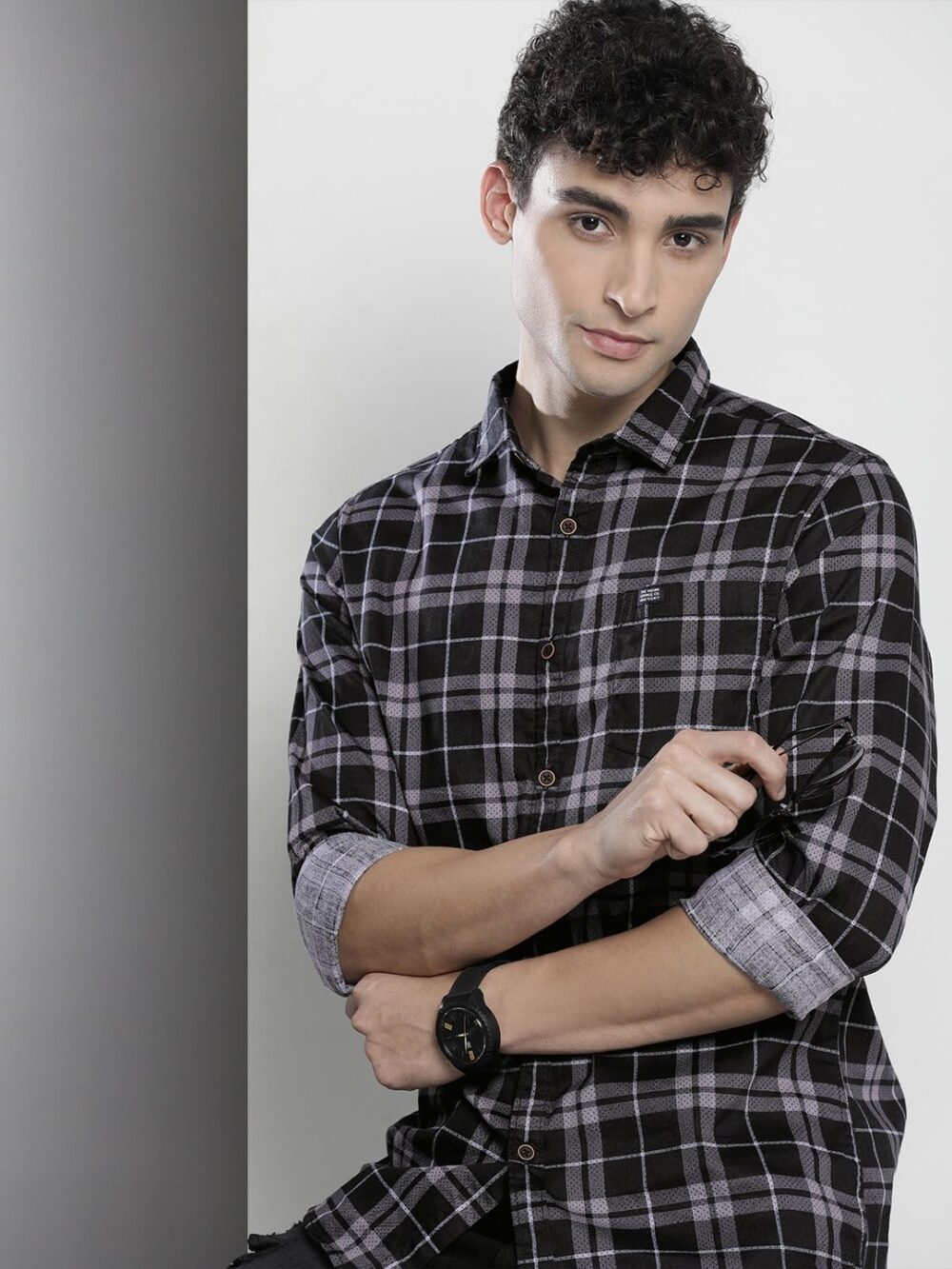 The Indian Garage Co Men's Slim Fit Shirt (0422-SH233-01_Black S) - Image 7