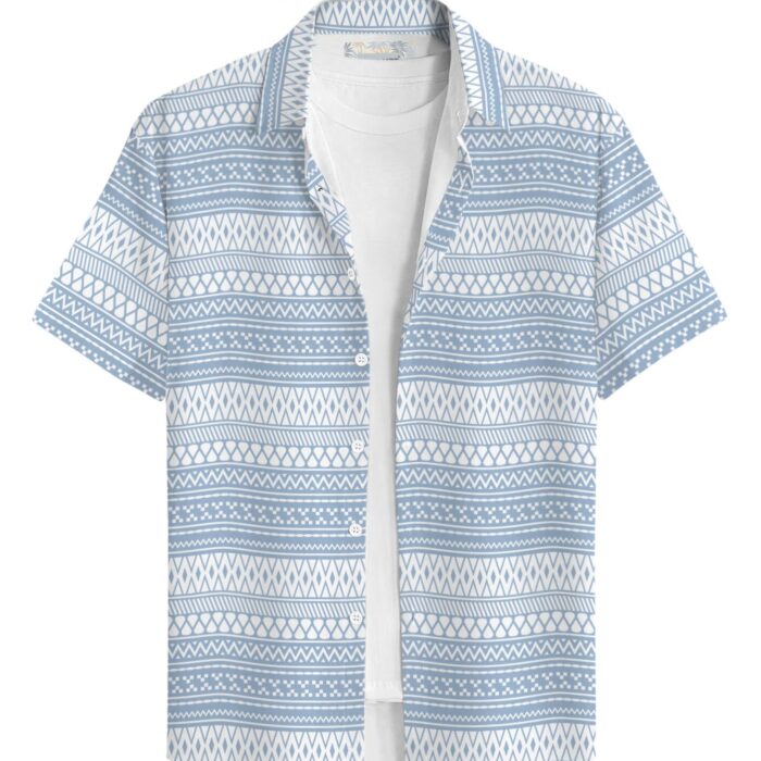 BULLMER Cotton Trendy Regular Fit Printed Causal Shirt For Men - Pack Of 1 Light Blue Large
