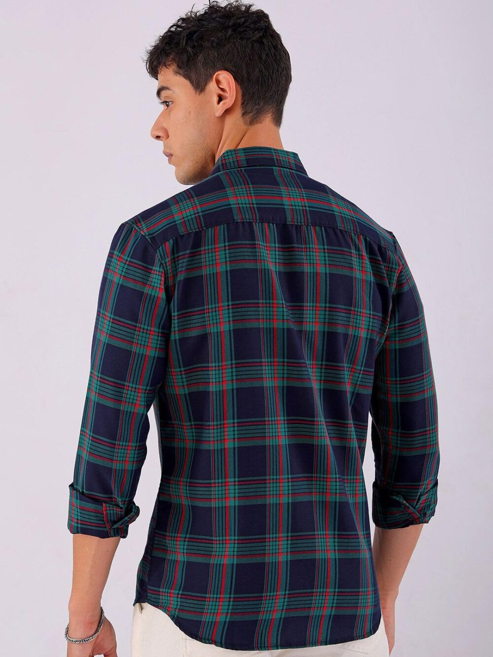 The Indian Garage Co Men Slim Fit Checked Casual Shirt (Green_L) - Image 4