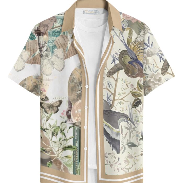 BULLMER Trendy Regular Fit Printed Half Sleeve Shirt for Men Khaki XX-Large