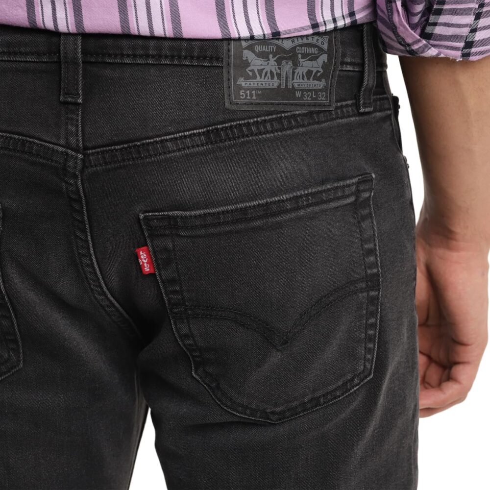 Levi's Men's 511 Slim Fit Mid-Rise Light Fade Stretchable Jeans Black - Image 3
