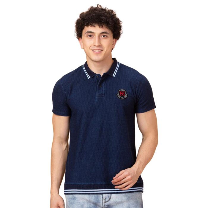 Being Human Dk.Navy Coloured Men T-Shirt (Size: L)-BHP24527-DK.NAVY