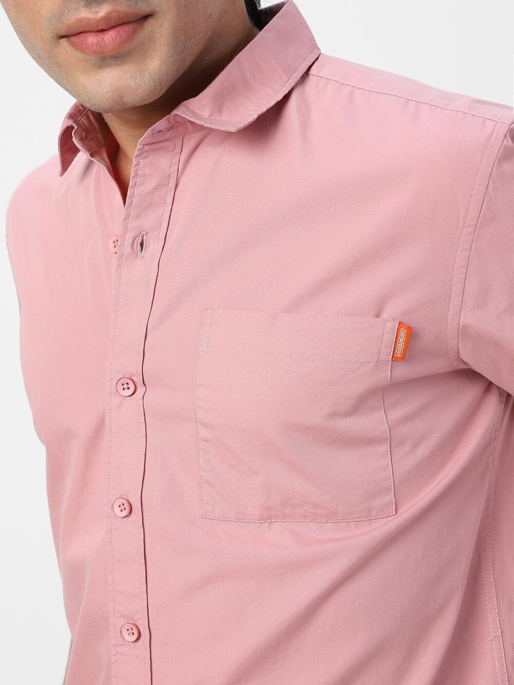 Urbano Fashion Men's Pink Cotton Full Sleeve Regular Fit Casual Solid Shirt (shirtsolreg-01-pink-m) - Image 2