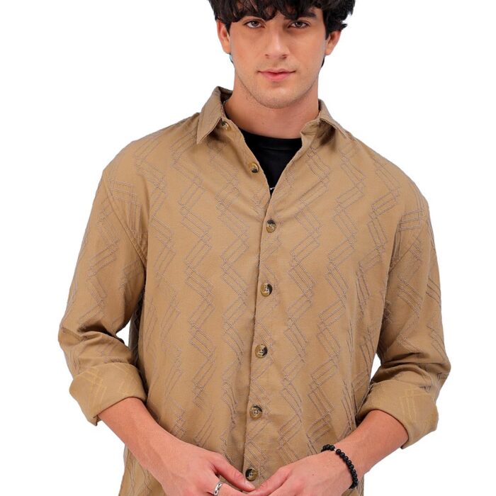 The Indian Garage Co Men's Relaxed Fit Shirt (0524-SHSODB-01-02-Khaki-S_Khaki