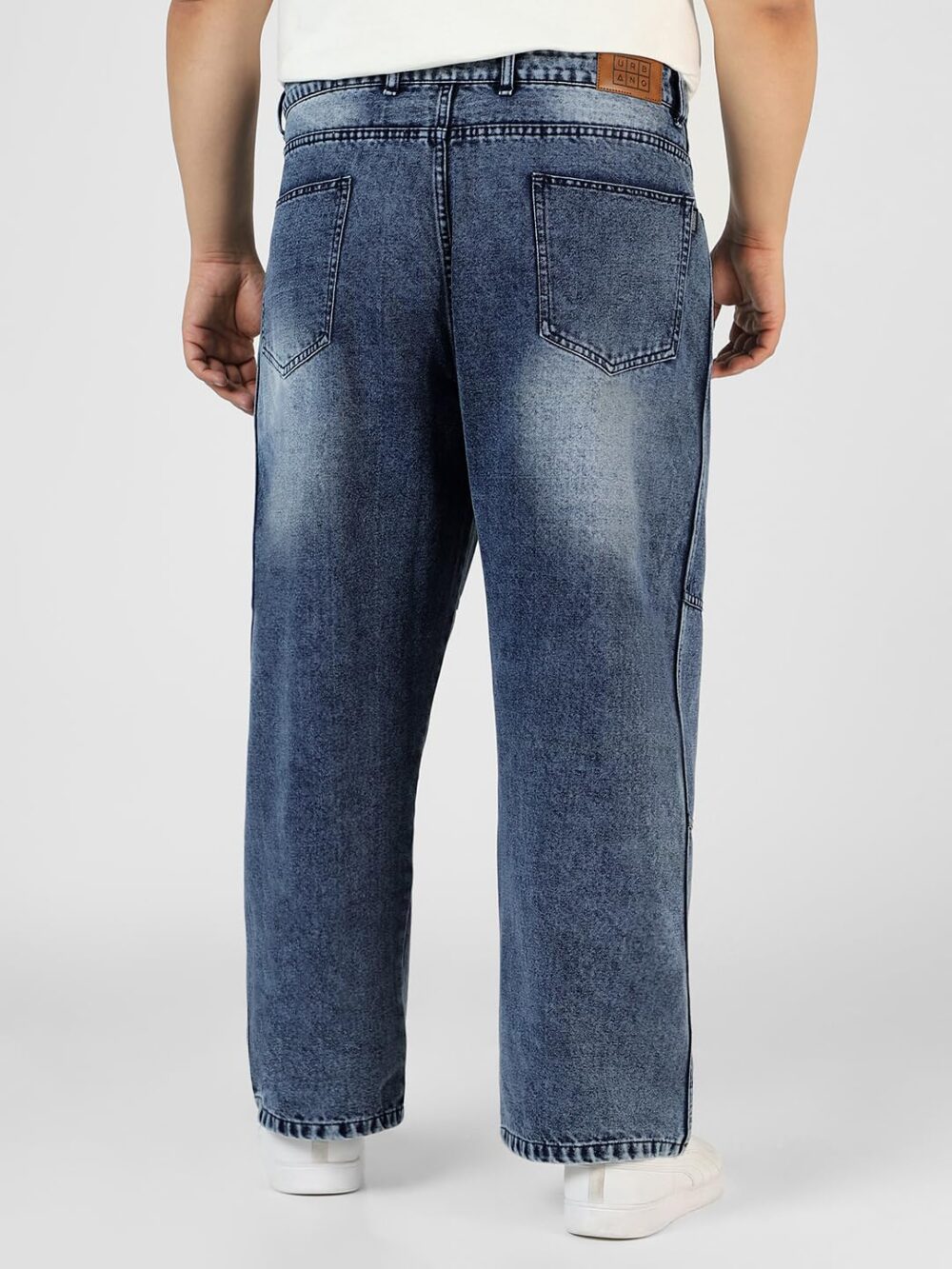 Urbano Plus Men's Blue Loose Baggy Fit Cut and Sew Panelled Jeans Non-Stretchable (plusjeanlosblcnsp-mblue-36) - Image 4