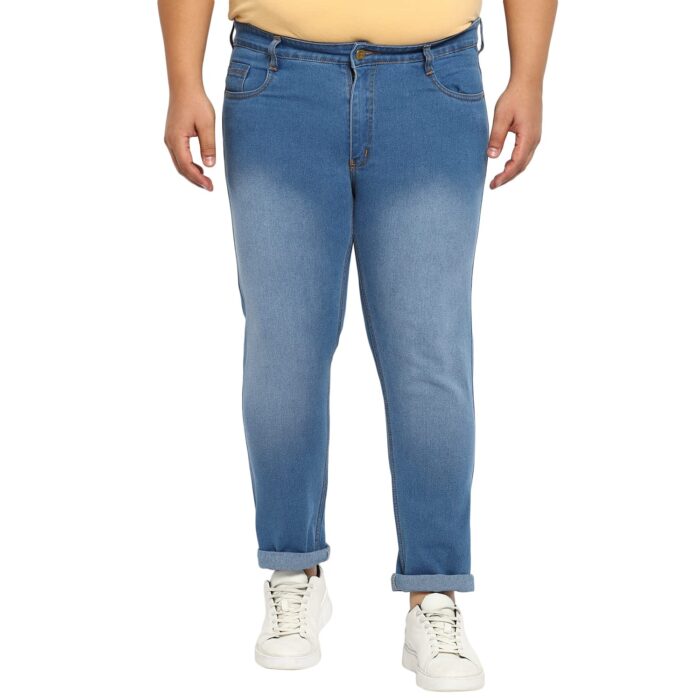 Urbano Plus Men's Light Blue Regular Fit Washed Denim Jeans Stretchable (plusepsrstsproundp-lblue-36)