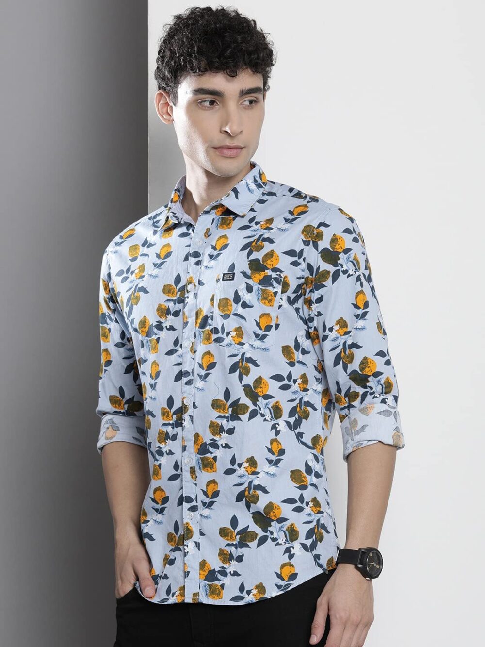 The Indian Garage Co Men's Slim Fit Shirt (0522-SH258-01_Lt.Blue S) - Image 2