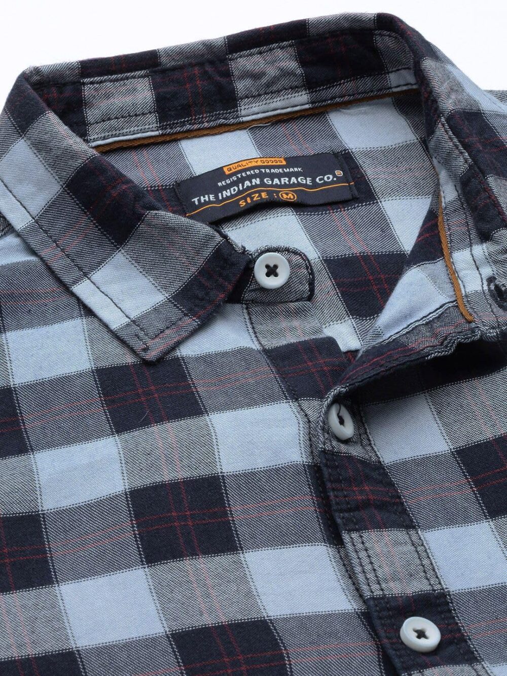 The Indian Garage Co Blue Regular Fit Spread Collar Checkered Long Sleeves Shirt - Image 5